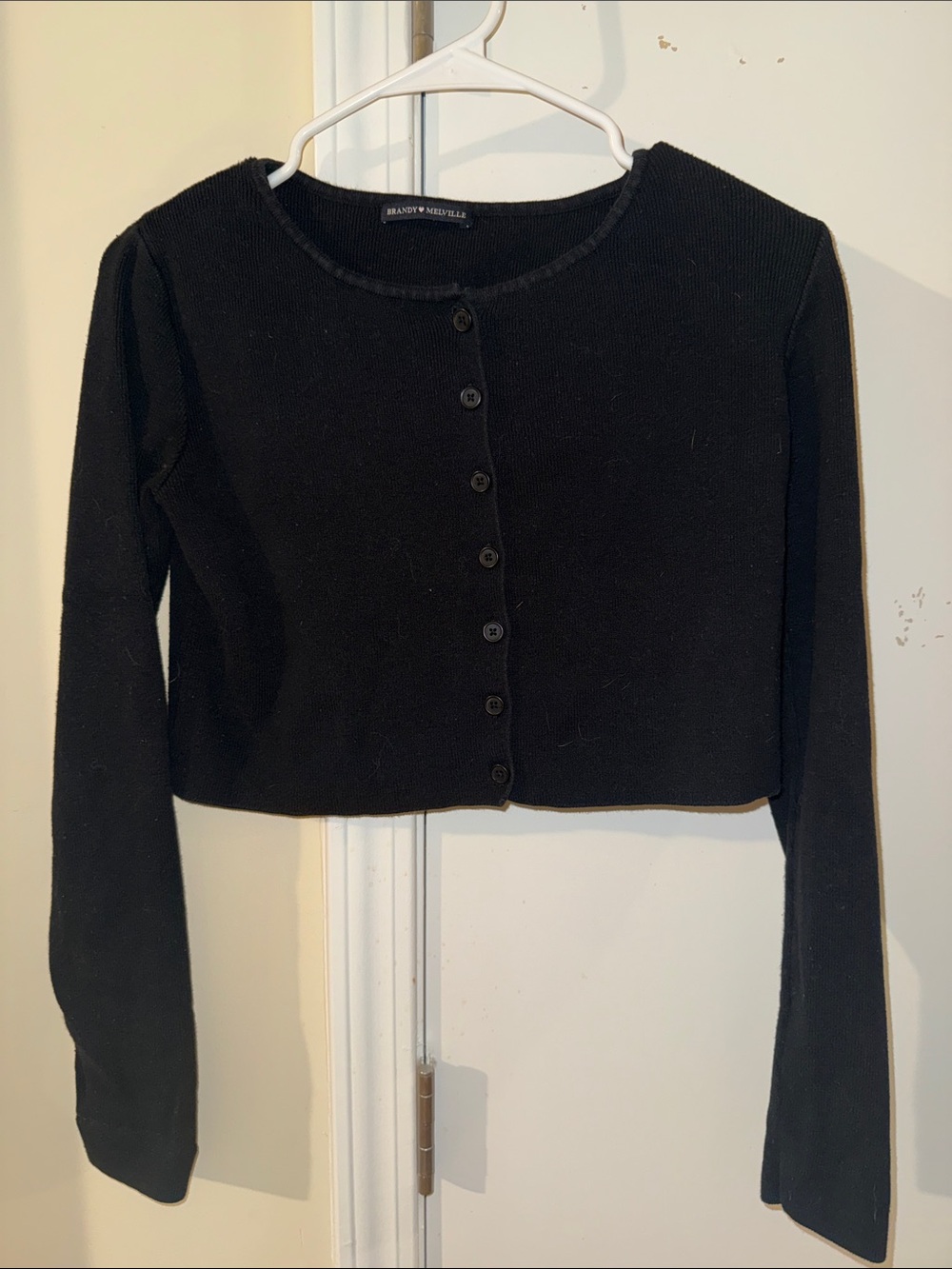 Brandy Melville Black Cropped Button-Up Cardigan